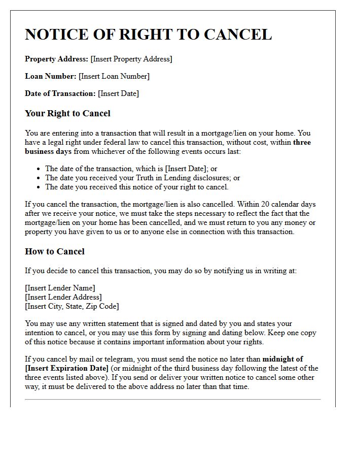 Notice of Right to Rescind Reverse Mortgage Letter