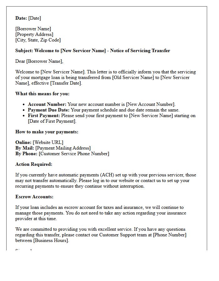 Incoming Mortgage Servicer Welcome Letter
