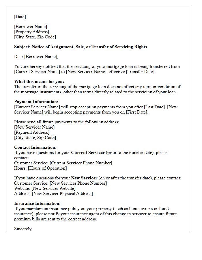 Notice of Mortgage Servicing Rights Transfer Letter