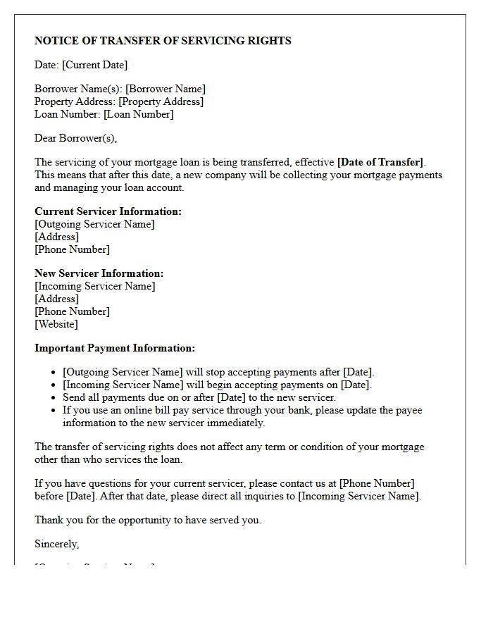 Outgoing Mortgage Servicer Goodbye Letter