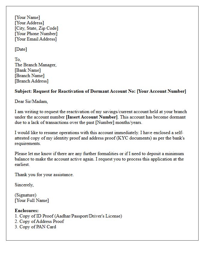 Dormant Account Reactivation Request Letter