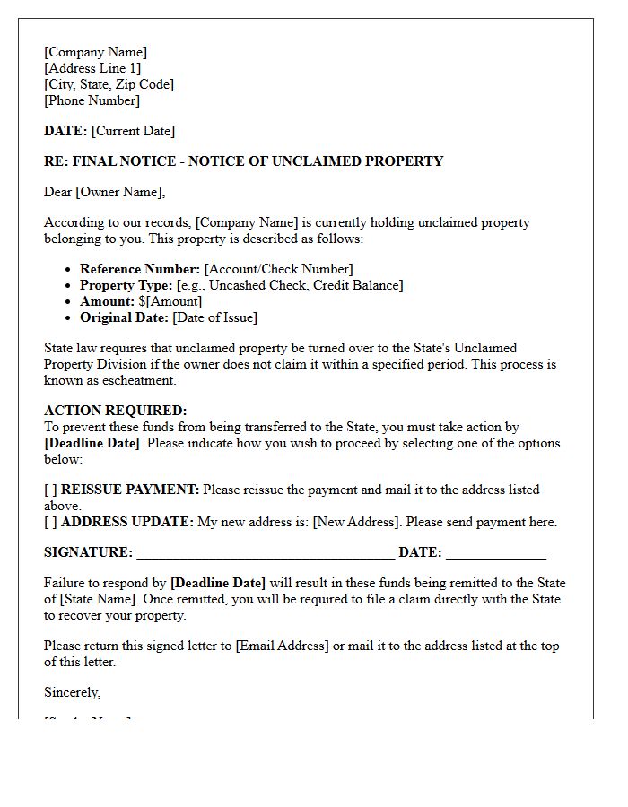 Final Pre-Escheatment Warning Letter