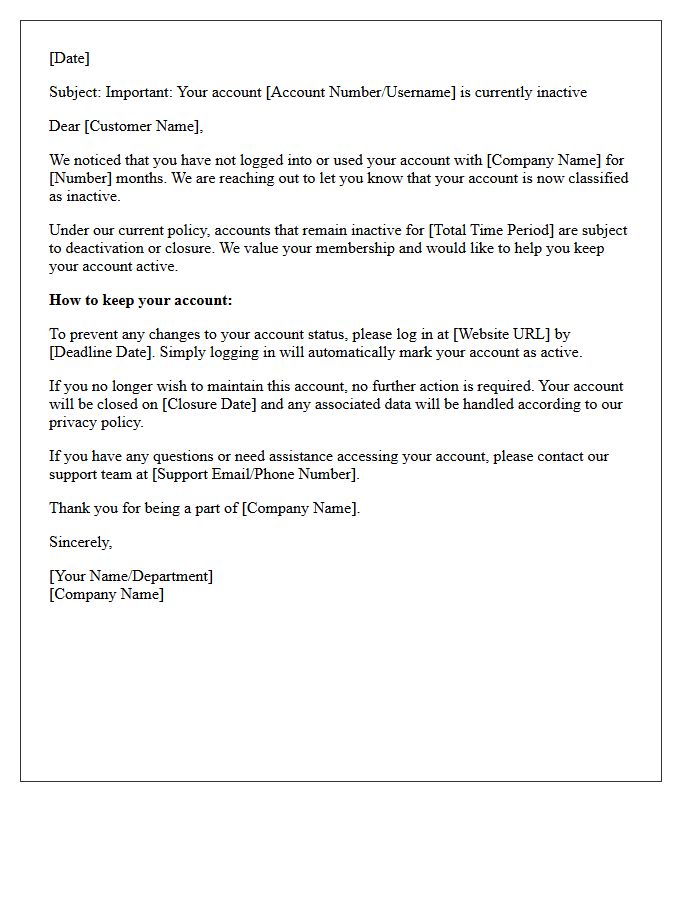 Initial Inactive Account Warning Letter