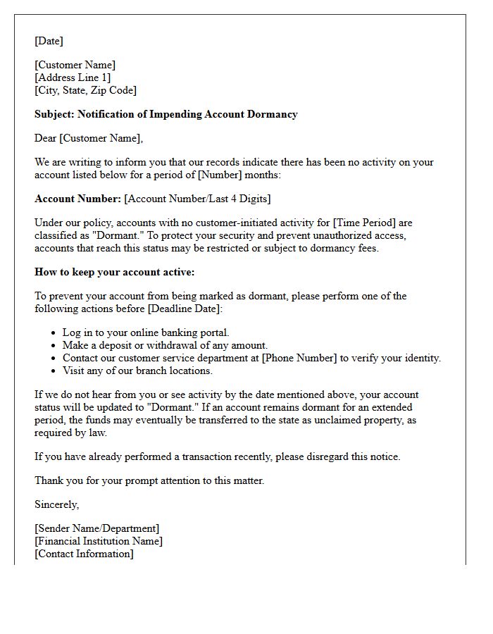 Pre-Dormancy Status Notification Letter