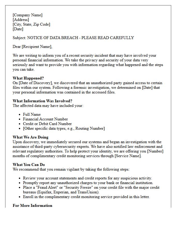 Financial Data Exposure Warning Letter