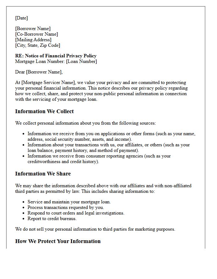 Mortgage Servicing Financial Privacy Disclosure Letter