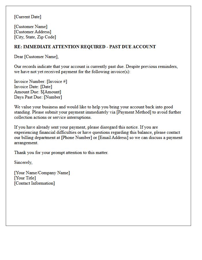Immediate Attention Past Due Account Letter