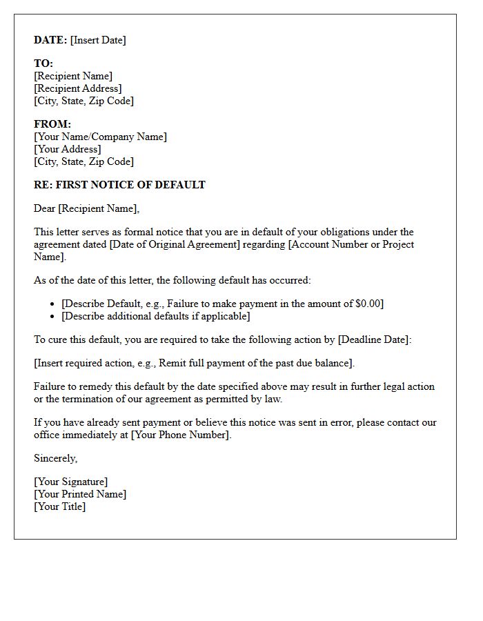 Date Of This First Notice Of Default Letter