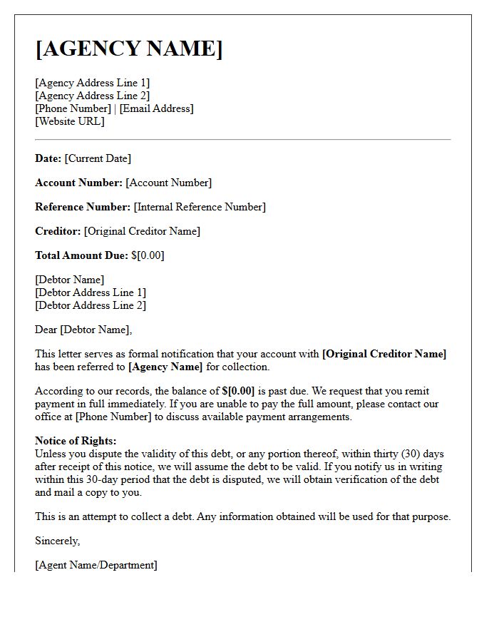 Official Debt Collection Agency Letterhead