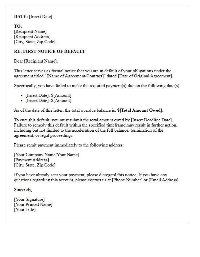 This Letter Serves As Your First Notice Of Default