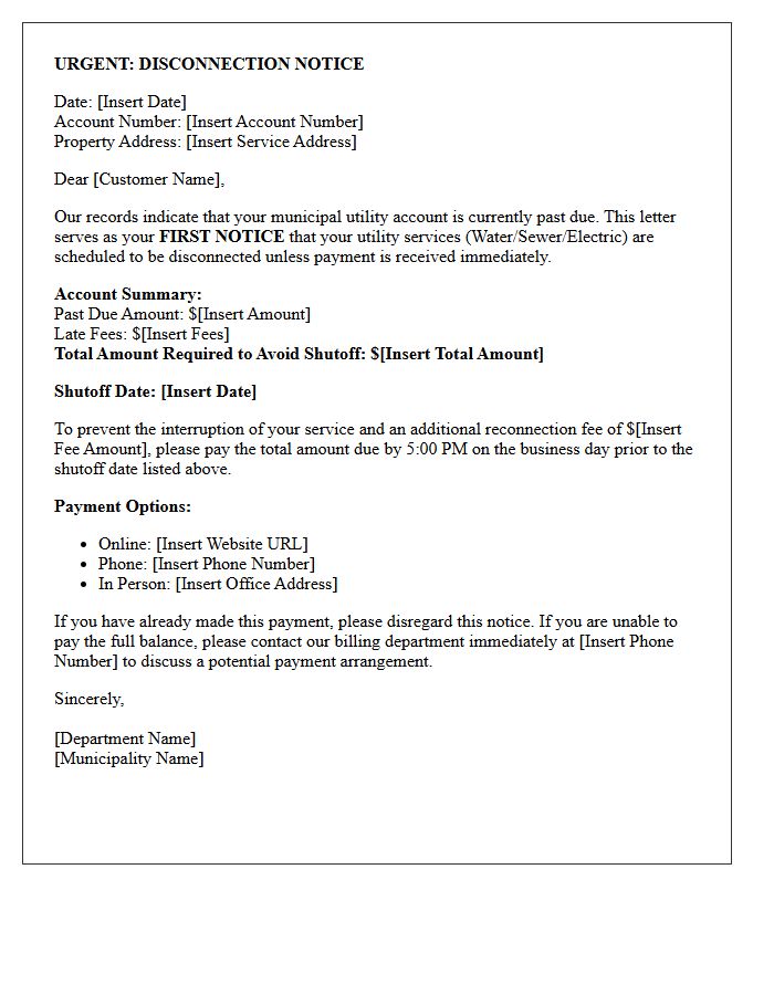 First Notice Of Municipal Utility Shutoff Letter
