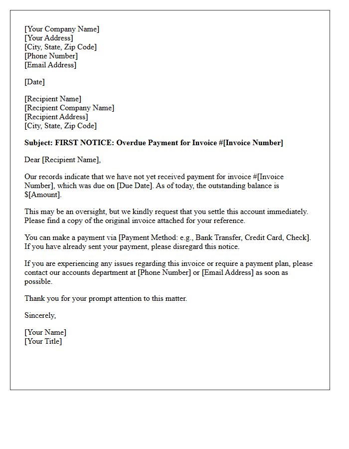 First Demand for Overdue Account Payment Letter