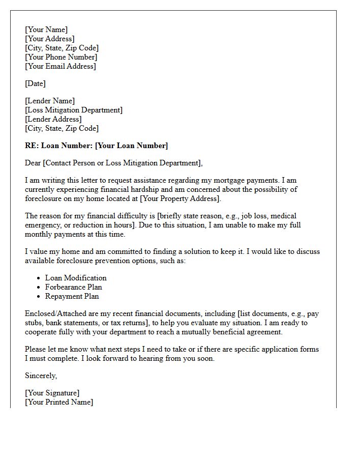 Homeowner Foreclosure Prevention Letter