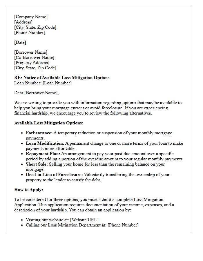 Loss Mitigation Options Disclosure Letter