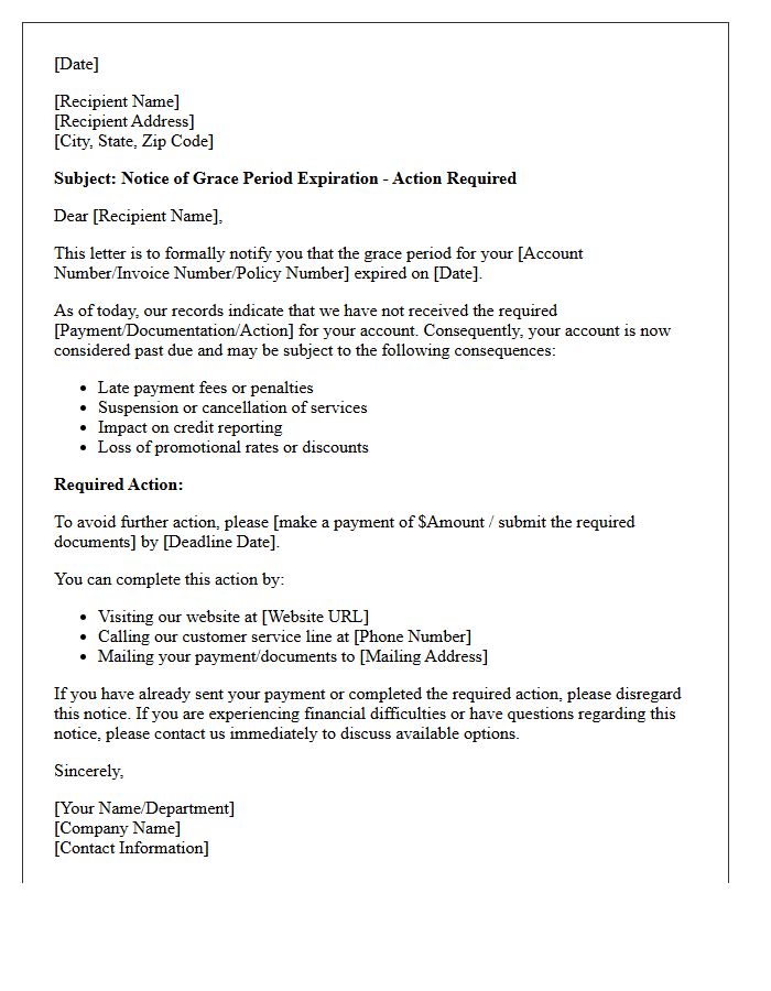 Grace Period Expiration and Action Required Letter
