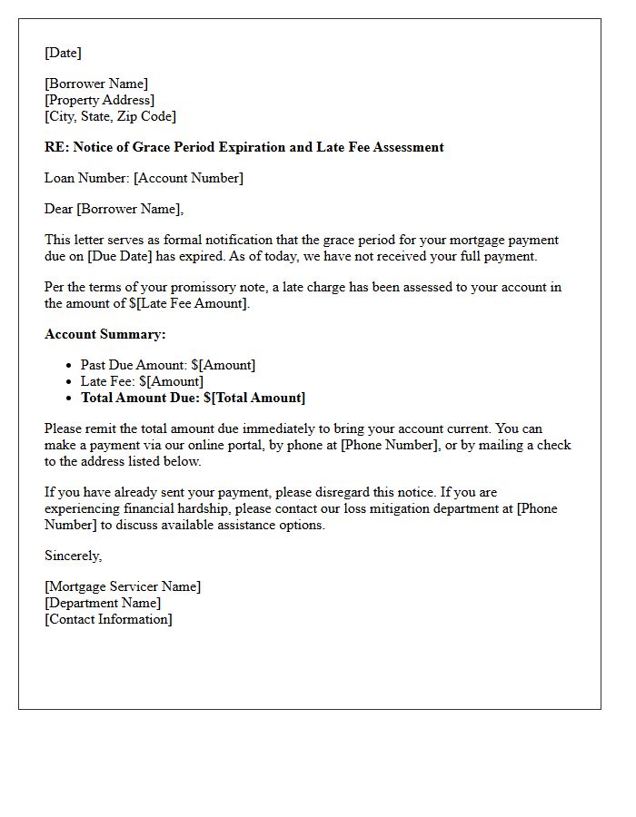 Standard Mortgage Grace Period Expiration Letter