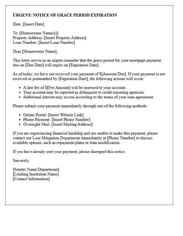 Urgent Mortgage Payment Grace Period Expiration Letter