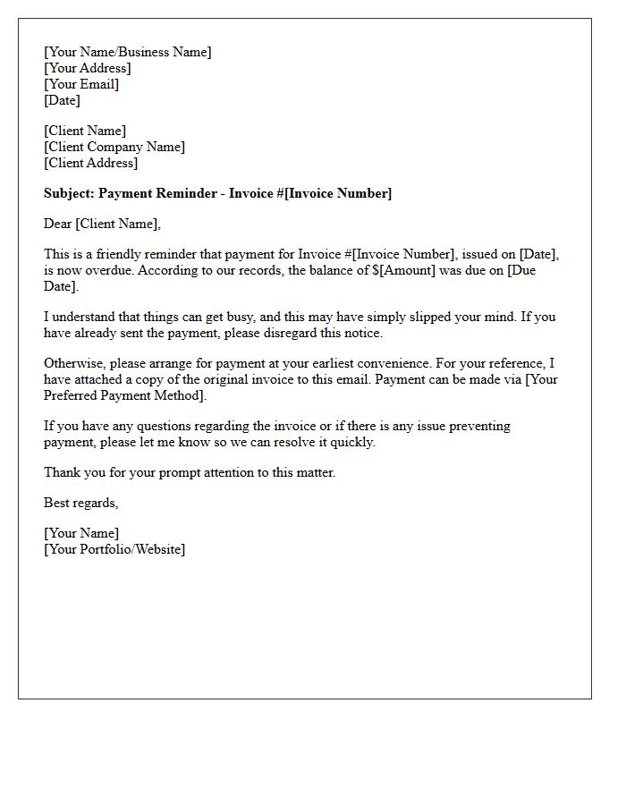 First Delinquent Account Reminder Letter For Freelance Services