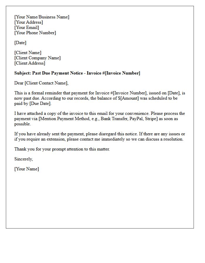 Freelance Work Past Due Account First Warning Letter