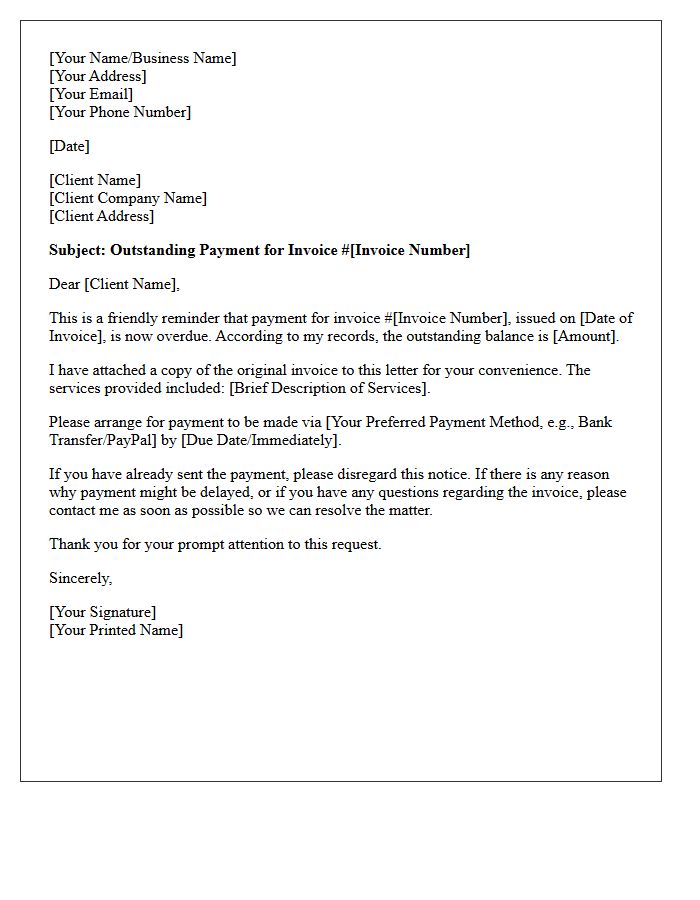 Initial Debt Recovery Letter For Freelance Professional Services