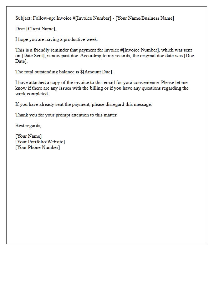 Past Due Freelance Invoice First Payment Reminder Letter