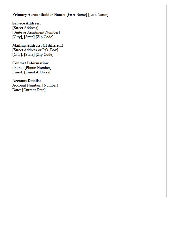 Primary Accountholder Name and Address
