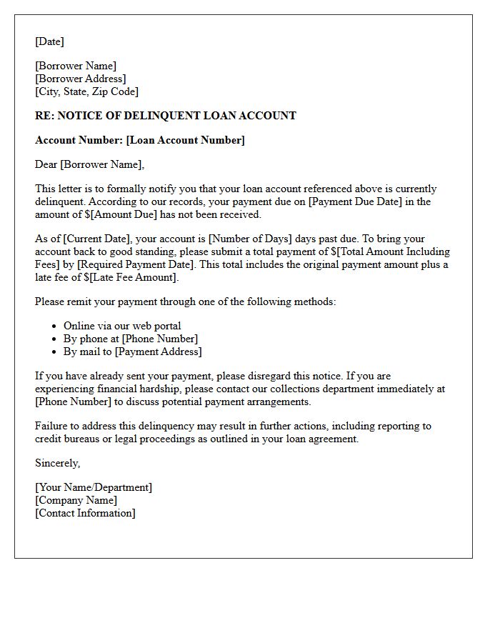 Reference to Delinquent Loan Account Number