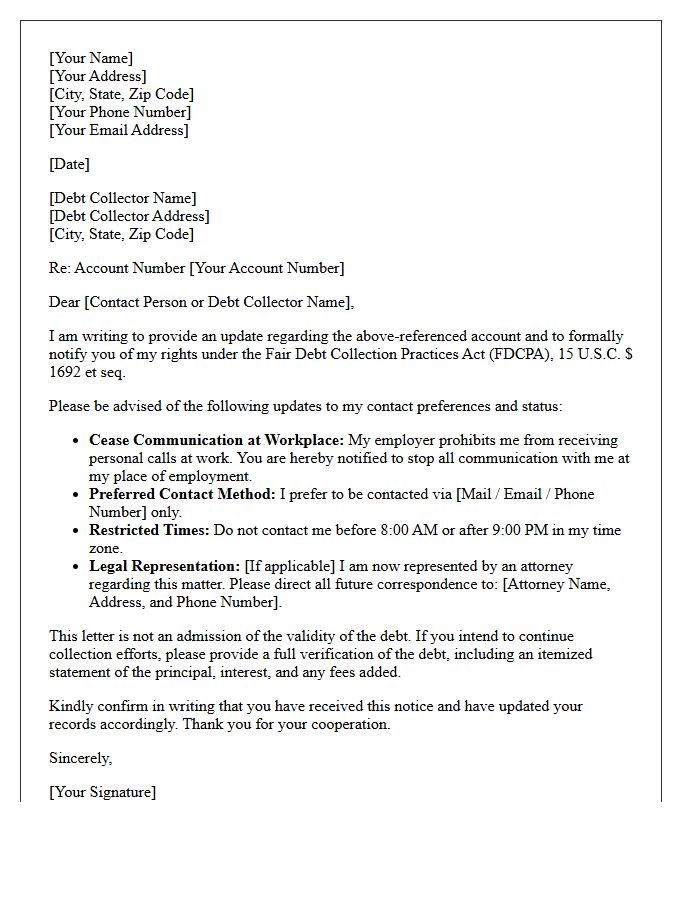 Fair Debt Collection Practices Act Update Letter