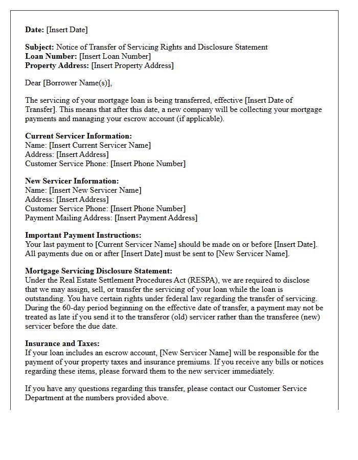 Mortgage Servicing Rights And Disclosure Letter