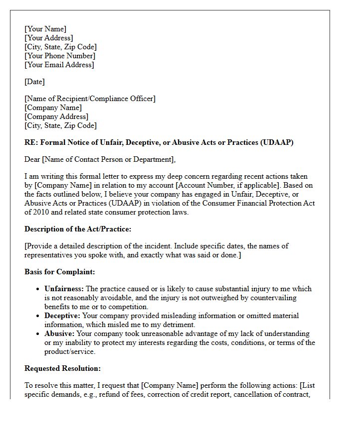 Unfair Deceptive Or Abusive Acts Prevention Letter