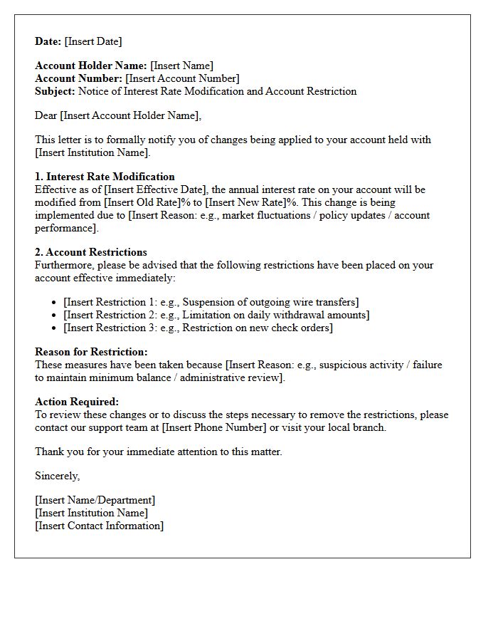 Account Interest Rate Modification And Restriction Letter