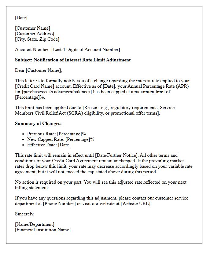 Credit Card Interest Rate Limit Notification Letter