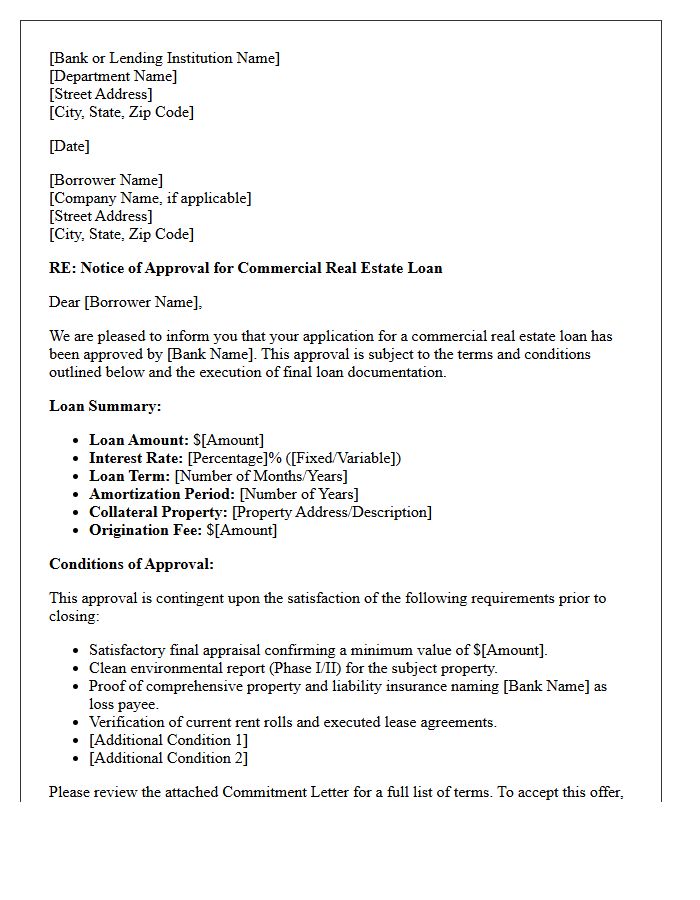 Commercial Real Estate Loan Approval Notification Letter