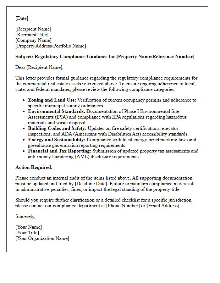 Commercial Real Estate Regulatory Compliance Guidance Letter