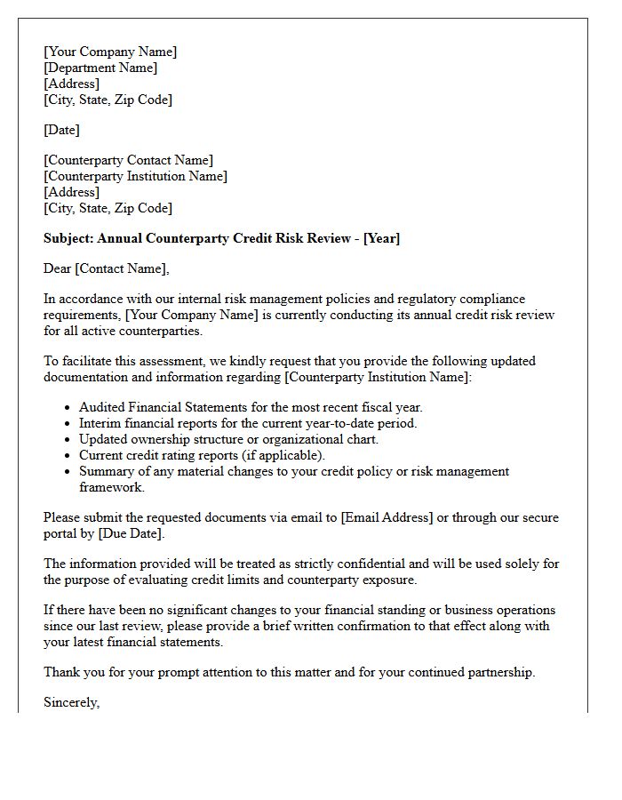 Annual Counterparty Credit Risk Review Letter
