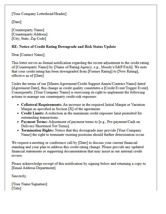 Counterparty Credit Risk Downgrade Notification Letter