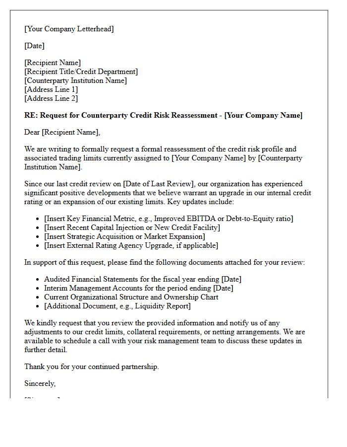 Counterparty Credit Risk Reassessment Request Letter