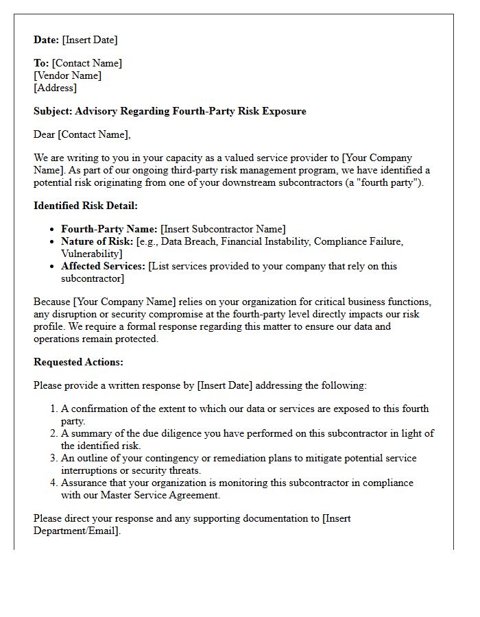 Fourth-Party Risk Exposure Advisory Letter