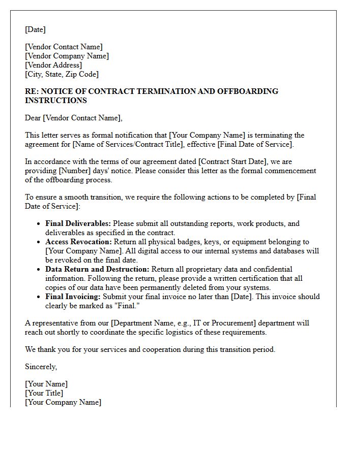 Vendor Termination and Offboarding Advisory Letter