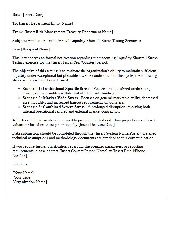 Liquidity Shortfall Stress Testing Scenario Announcement Letter