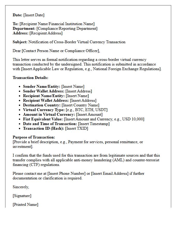 Cross-Border Virtual Currency Transaction Notification Letter