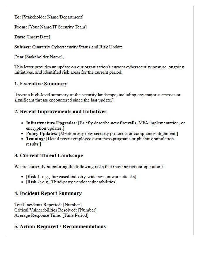Internal Stakeholder Cybersecurity Update Letter