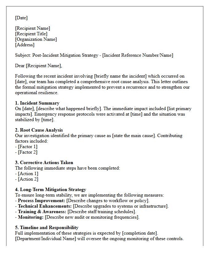Post-Incident Mitigation Strategy Letter