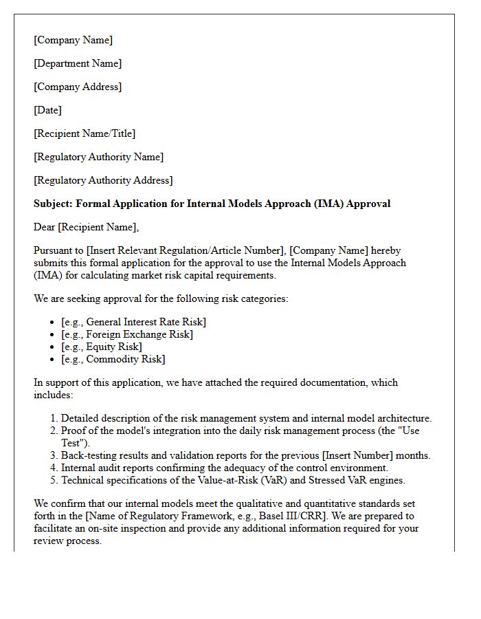 Internal Models Approach Approval Request Letter