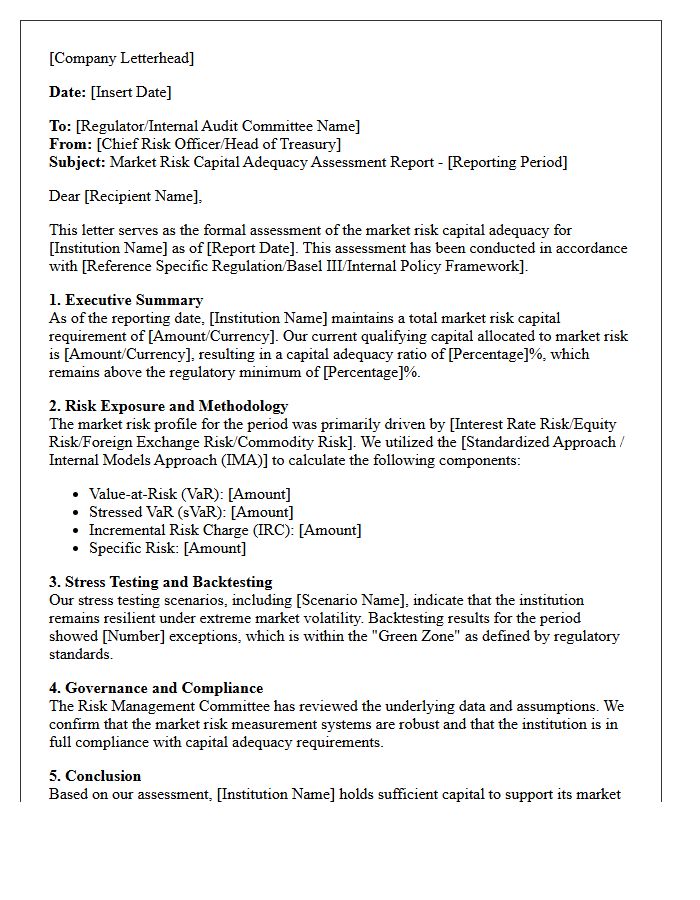 Market Risk Capital Adequacy Assessment Letter