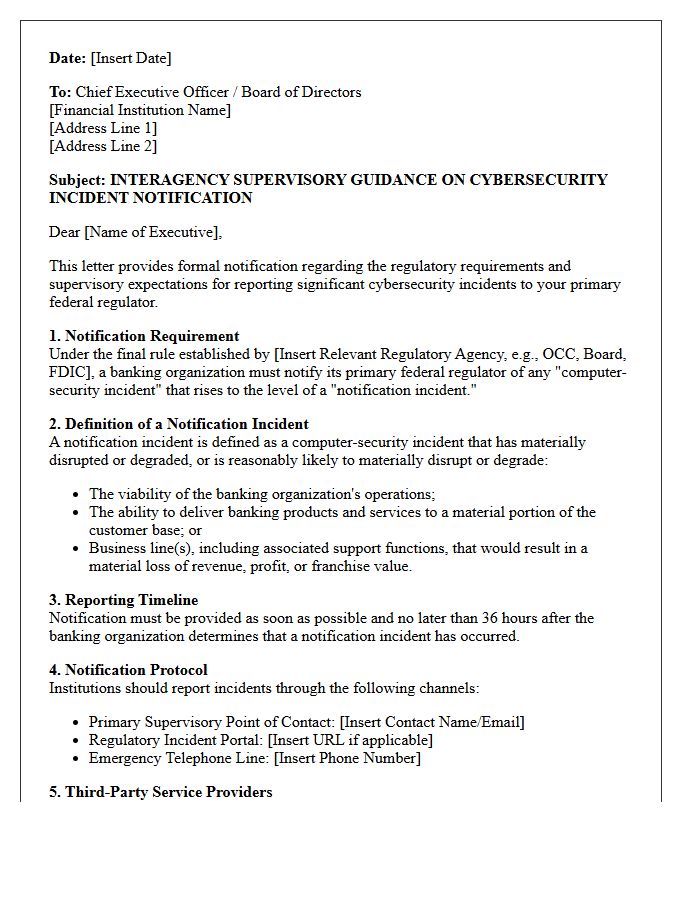 Interagency Supervisory Guidance Letter Addressing Cybersecurity Incident Notification