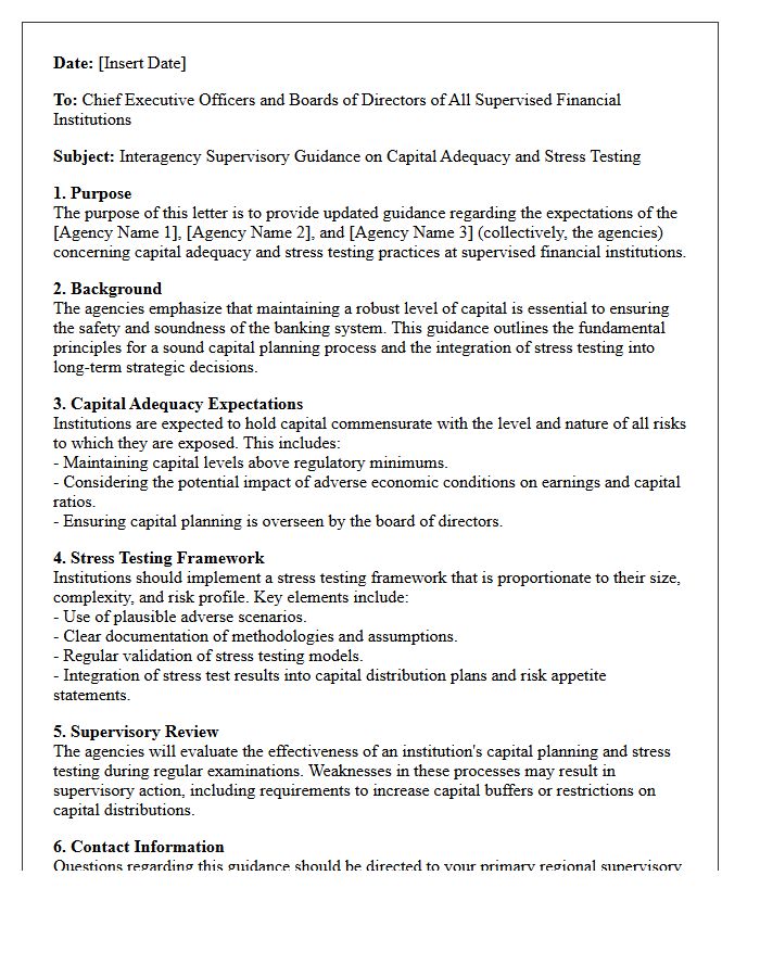 Interagency Supervisory Guidance Letter on Capital Adequacy and Stress Testing