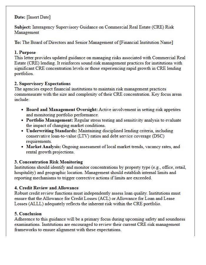 Interagency Supervisory Guidance Letter on Commercial Real Estate Risk Management