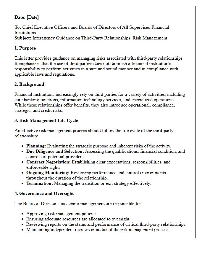 Interagency Supervisory Guidance Letter on Third-Party Relationship Risk
