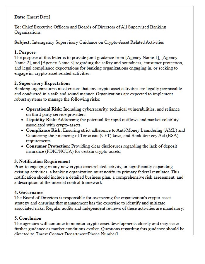 Interagency Supervisory Guidance Letter Regarding Crypto-Asset Related Activities